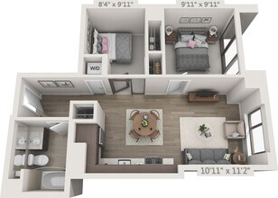 2 Bedroom 1 Bath A 0719 floor plan