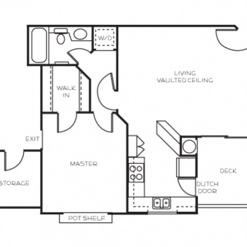 1 Bedroom, 1 Bathroom A 2643 floor plan