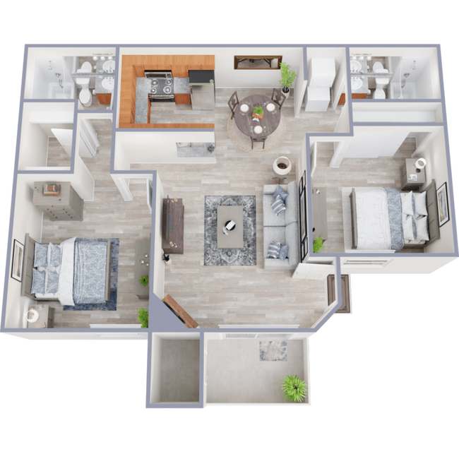 2 Bed 2 Bath B 317-14 floor plan