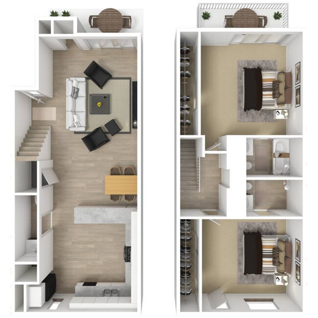 2 Bed 2.5 Bath 2607-E floor plan