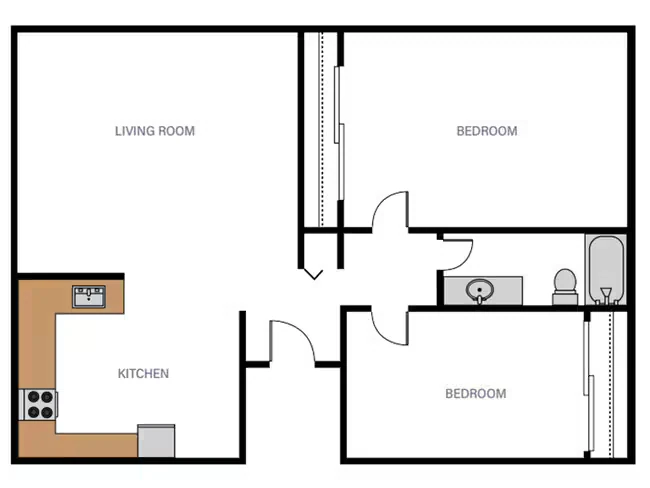 2 Bedroom 1 Bathroom R 54A floor plan