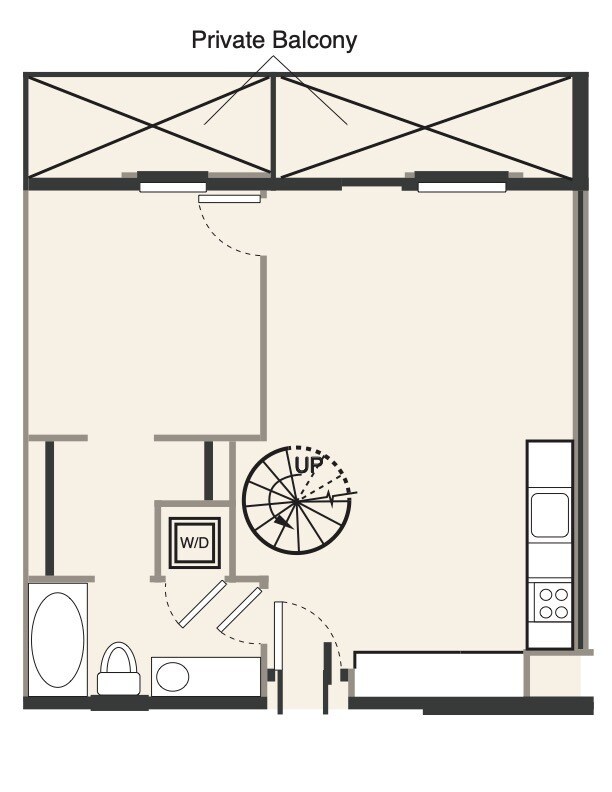 C 1 bed, 1 bath 207 floor plan