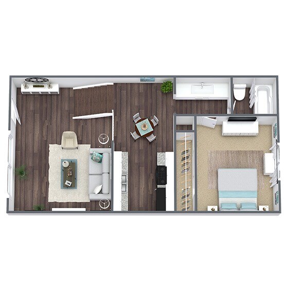 A1: 1 Bed 1 Bath 1210-326 floor plan