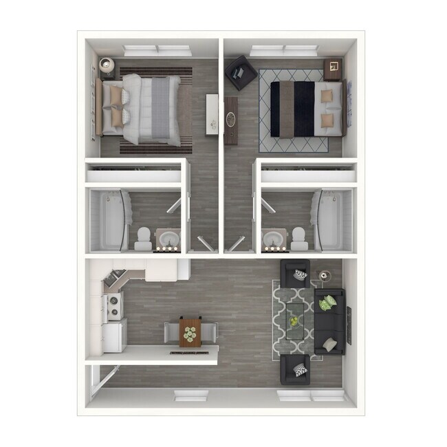 2 Bedrooms/ 2 Bath floor plan