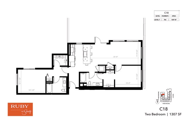Two Bedroom C18 704 floor plan