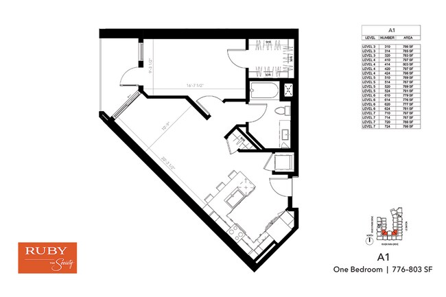 One Bedroom A1 510 floor plan