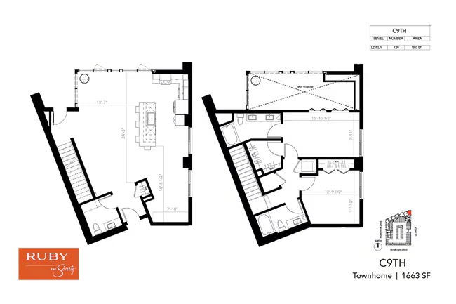 Two Bedroom Townhome C9TH 126 floor plan