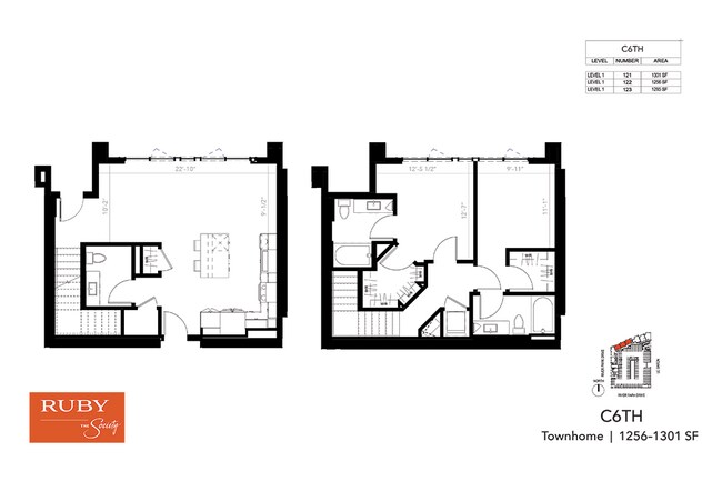 Two Bedroom Townhome C6TH 121 floor plan