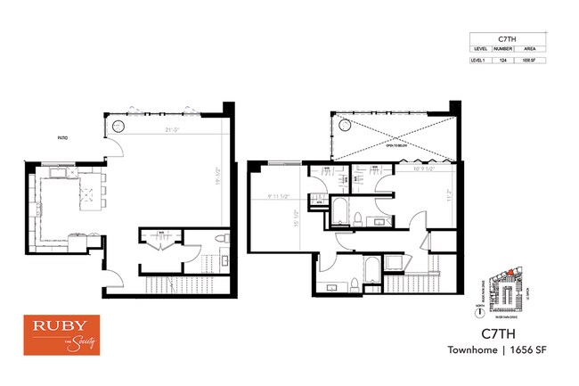 Two Bedroom Townhome C7TH 124 floor plan