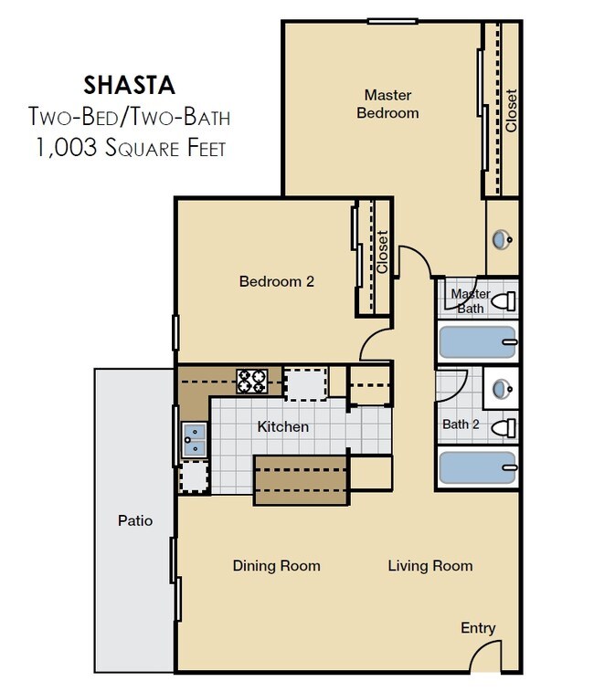 2 Bed 2 Bath 60 floor plan
