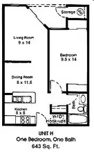 1 Bed • 1 Bath A307 floor plan