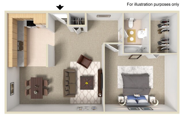 One Bedroom One Bath floor plan