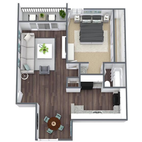 A2: 1 Bed 1 Bath 00202 floor plan