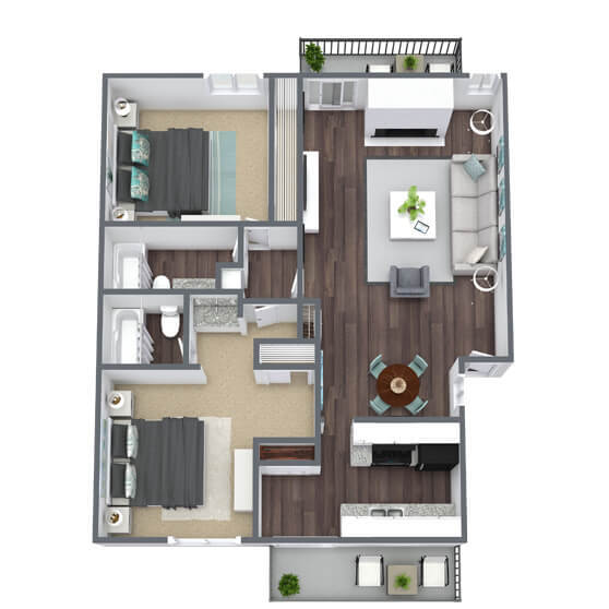 B3: 2 Bed 2 Bath 2938B floor plan