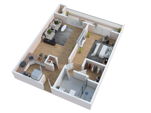 One Bedroom - D 51-122 floor plan