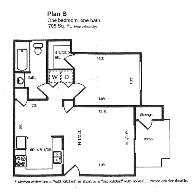 One Bedroom 62N floor plan