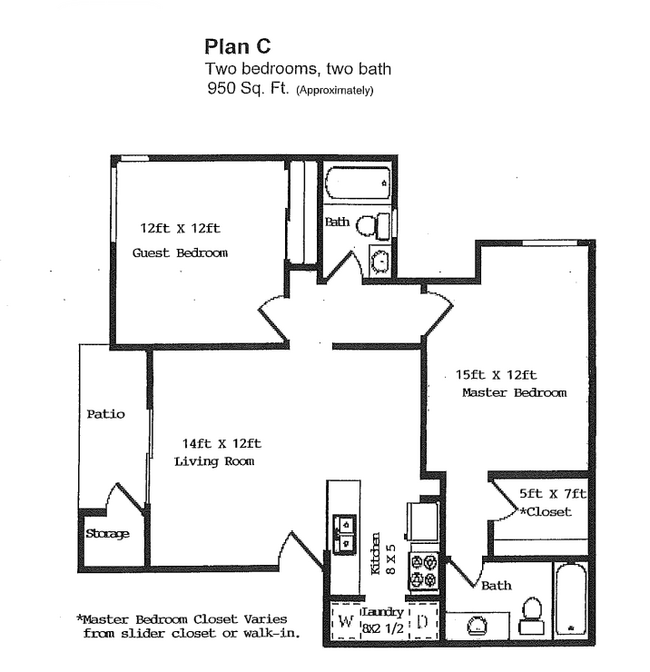 Two Bedroom Two Bath 348F floor plan