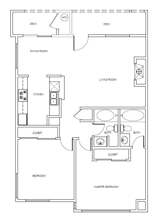 2 Bed 2 Bath floor plan