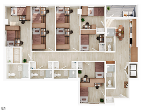 5BR/5BA - E1 Shared floor plan
