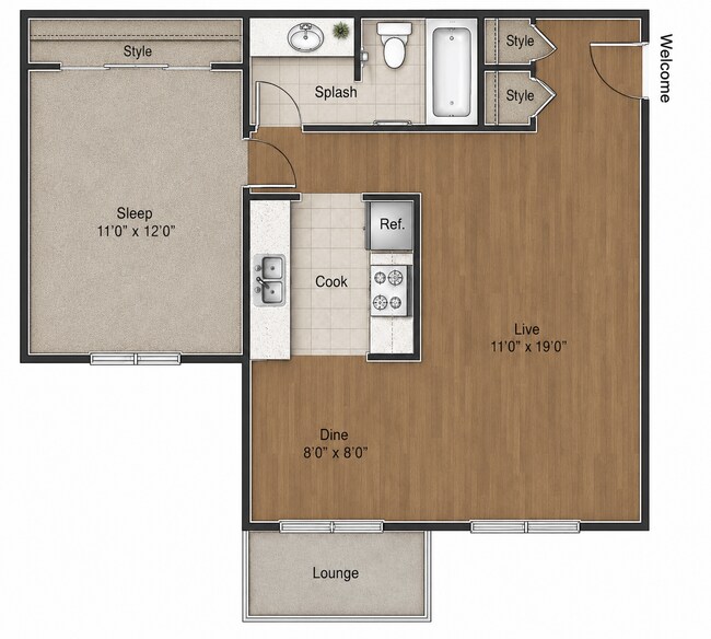 1 Bedroom 1 Bathroom 024 floor plan