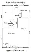 1 Bedroom / 1 Bathroom 210-003 floor plan