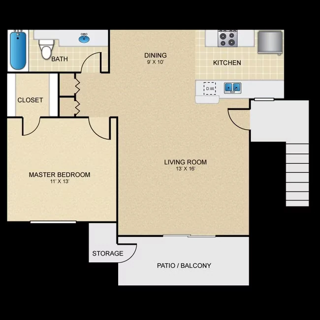 Seabreeze (1BD/1BA) 210 floor plan