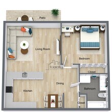1 Bedroom 77-340 floor plan