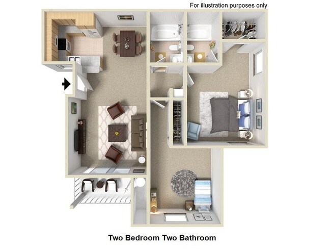 2 Bedroom / 2 Bath floor plan