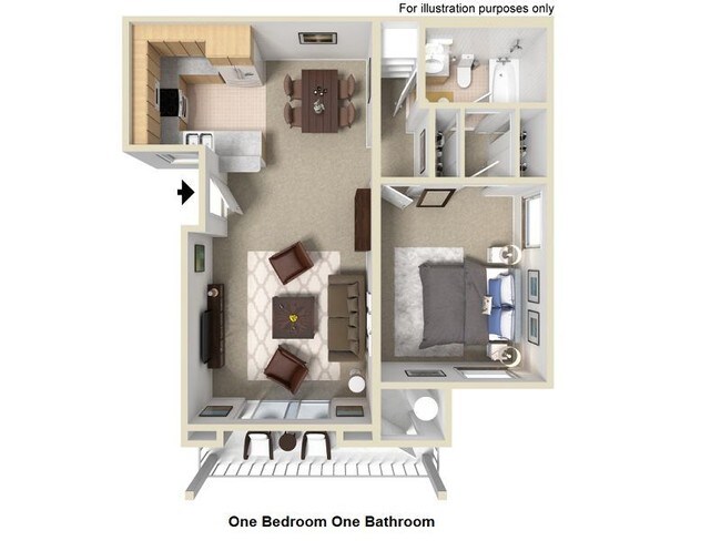 1 Bedroom / 1 Bath floor plan