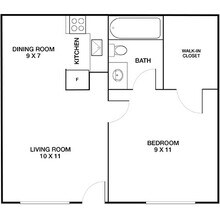1 Bedroom A 1106 floor plan