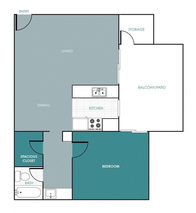 1 Bedroom 1 Bath - 11A 14 floor plan