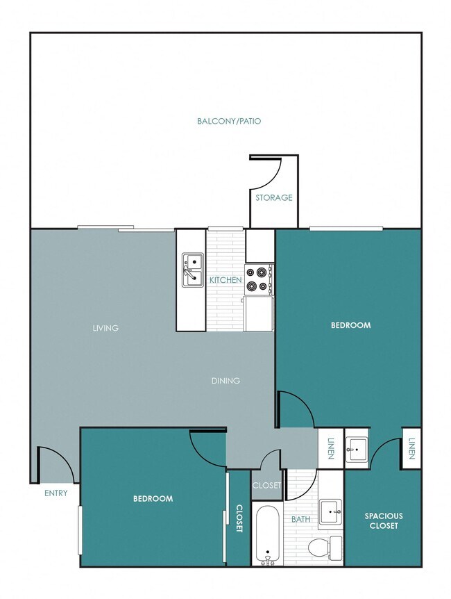 2 Bedrooms 1 Bath - 21A 09 floor plan