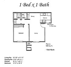 1 bed/1 bath 1622 floor plan