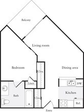 1 Bedroom B 06-6222 floor plan