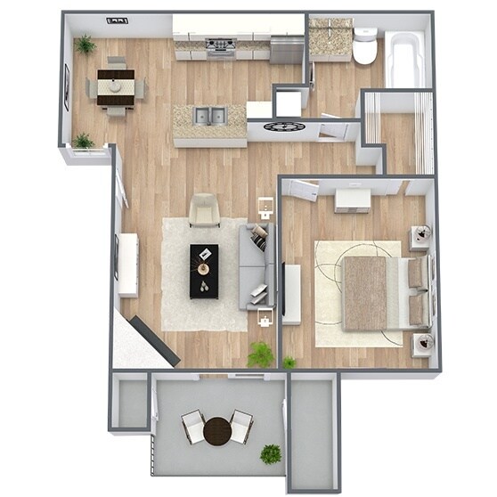 A1: 1 Bed 1 Bath R101 floor plan