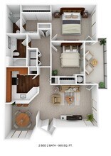 2 Bed, Bath 1105 floor plan