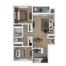 Two Bedroom One Bath 829sf 15B 15B floor plan