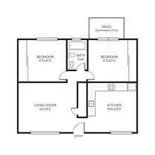 2 Bed 1 Bath Upgraded 222B floor plan