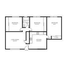 3 Bed 1 Bath floor plan