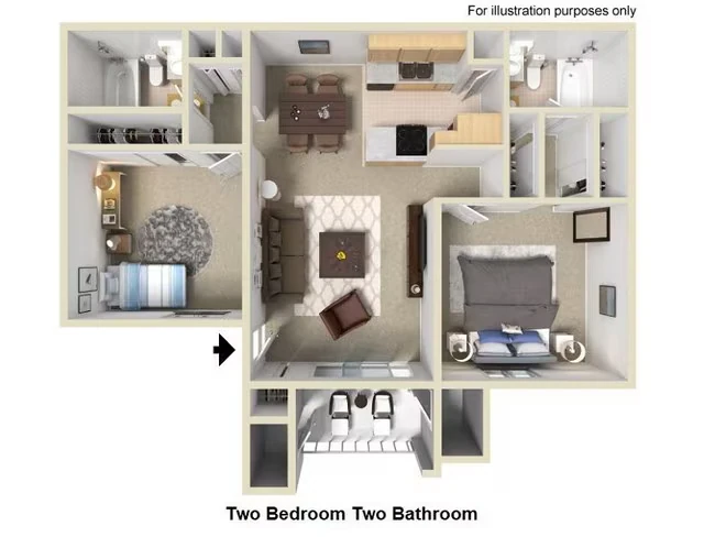 2 Bedroom / 2 Bath floor plan