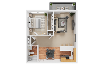 1 Bed 1 Bath B201 floor plan