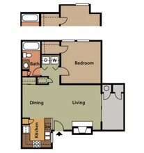 1 Bed 1 Bath A 1014 floor plan