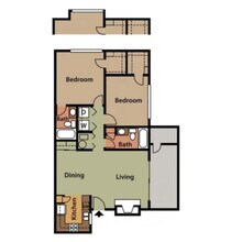 2 Bed 2 Bath F 2073 floor plan