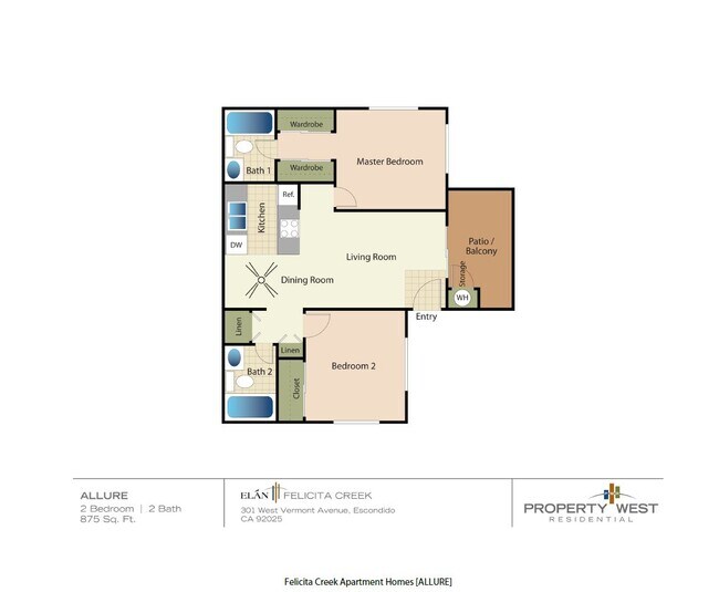 2 Bedrooms 2 Baths - 22B 323 floor plan