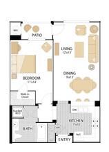 The Sycamores- One Bedrooms 1077 floor plan