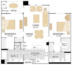 The Redwoods- Two Bedrooms, Two Bath 252 floor plan