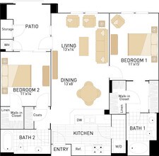 The Oaks- Two Bedrooms 128 floor plan