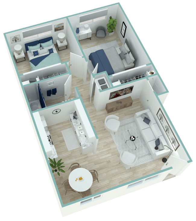 2BD, 1BTH R1 174 floor plan