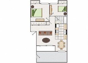 2BD/1BA 4E floor plan