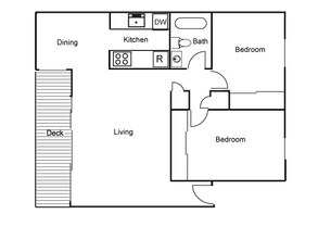 2 Bdrm/1bth 1st Floor 25 floor plan